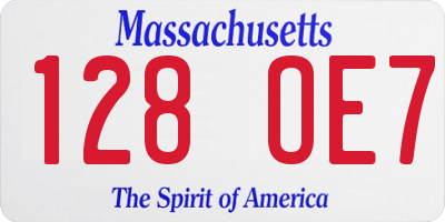 MA license plate 128OE7