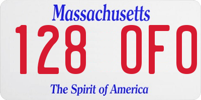 MA license plate 128OF0