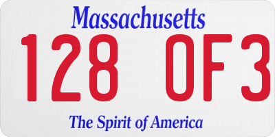 MA license plate 128OF3