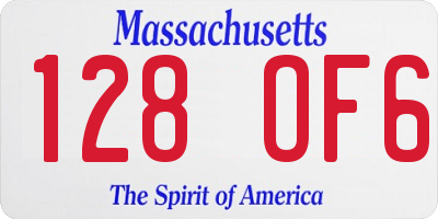 MA license plate 128OF6