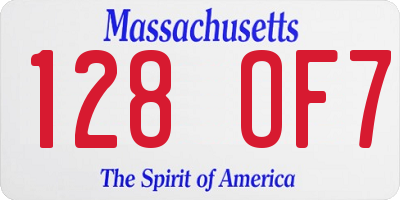 MA license plate 128OF7