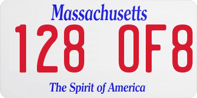 MA license plate 128OF8