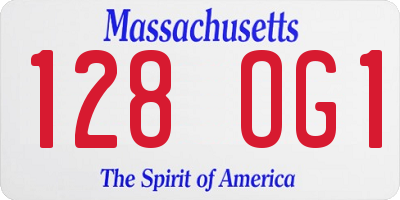 MA license plate 128OG1