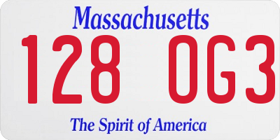 MA license plate 128OG3