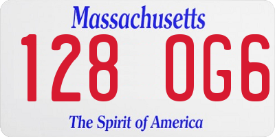 MA license plate 128OG6