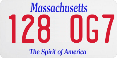MA license plate 128OG7