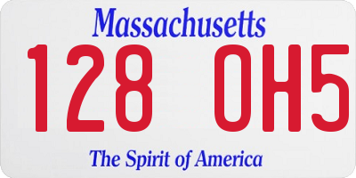 MA license plate 128OH5