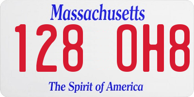 MA license plate 128OH8