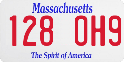 MA license plate 128OH9