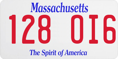 MA license plate 128OI6