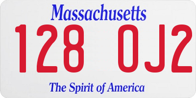 MA license plate 128OJ2