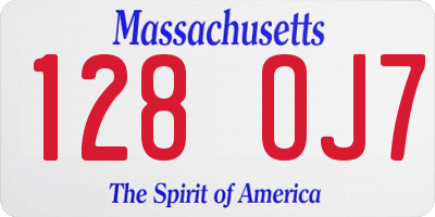 MA license plate 128OJ7