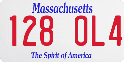 MA license plate 128OL4