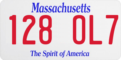 MA license plate 128OL7