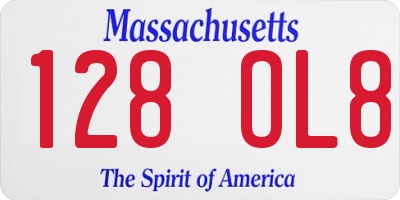 MA license plate 128OL8