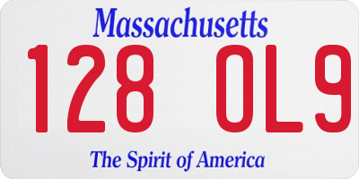 MA license plate 128OL9