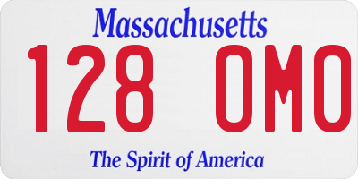 MA license plate 128OM0