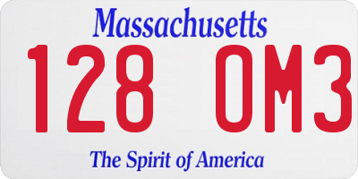MA license plate 128OM3