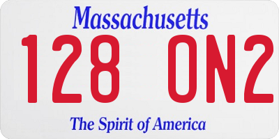 MA license plate 128ON2