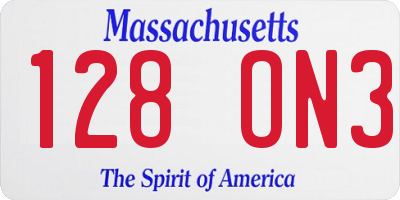 MA license plate 128ON3