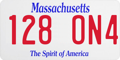 MA license plate 128ON4