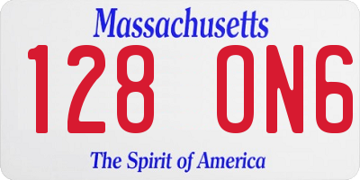 MA license plate 128ON6