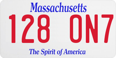 MA license plate 128ON7