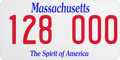MA license plate 128OO0