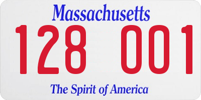 MA license plate 128OO1