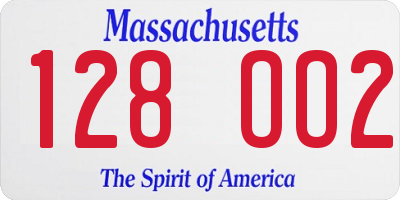 MA license plate 128OO2