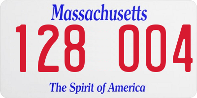 MA license plate 128OO4