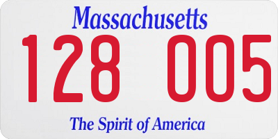 MA license plate 128OO5