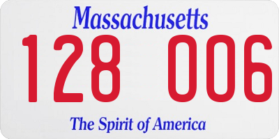 MA license plate 128OO6