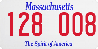 MA license plate 128OO8