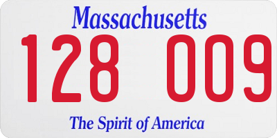 MA license plate 128OO9