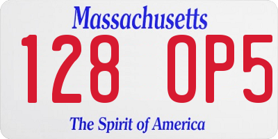 MA license plate 128OP5