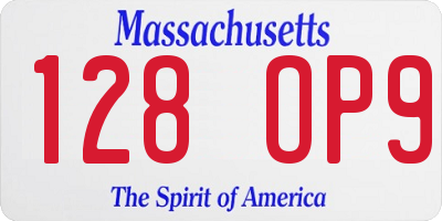 MA license plate 128OP9