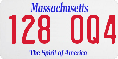 MA license plate 128OQ4