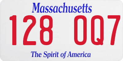 MA license plate 128OQ7