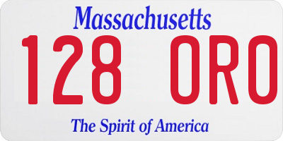 MA license plate 128OR0