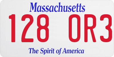 MA license plate 128OR3