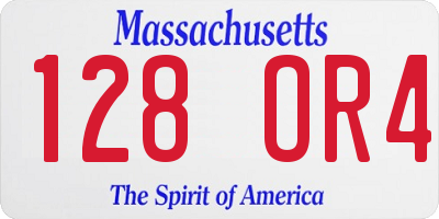MA license plate 128OR4