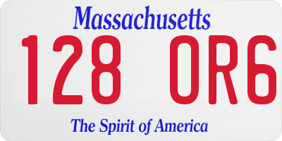 MA license plate 128OR6