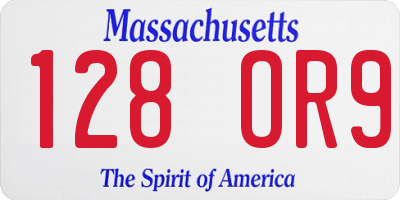MA license plate 128OR9