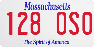 MA license plate 128OS0