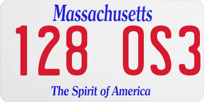 MA license plate 128OS3