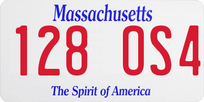 MA license plate 128OS4