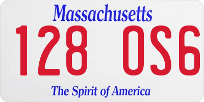 MA license plate 128OS6