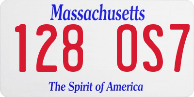 MA license plate 128OS7