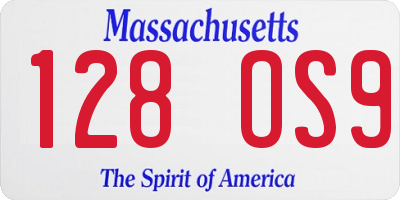 MA license plate 128OS9